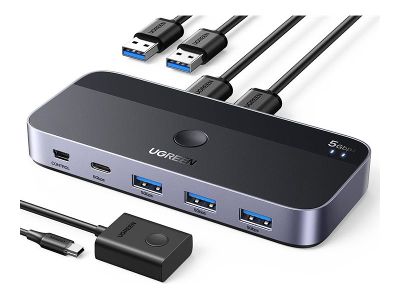 Ugreen - KVM / USB switch - 2 x KVM port(s) + 1 x USB-C + 3 x SuperSpeed USB