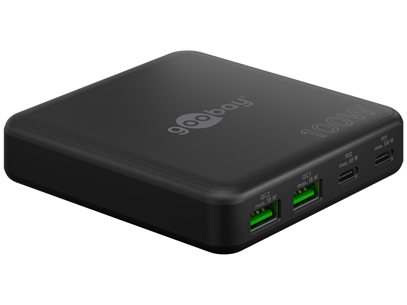 Goobay 4-ports USB GaN Oplader 100W PD Sort
