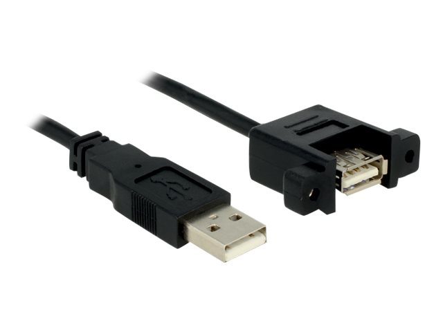 DeLOCK USB 2.0 cable for panel mount, USB type A male - USB type A fem