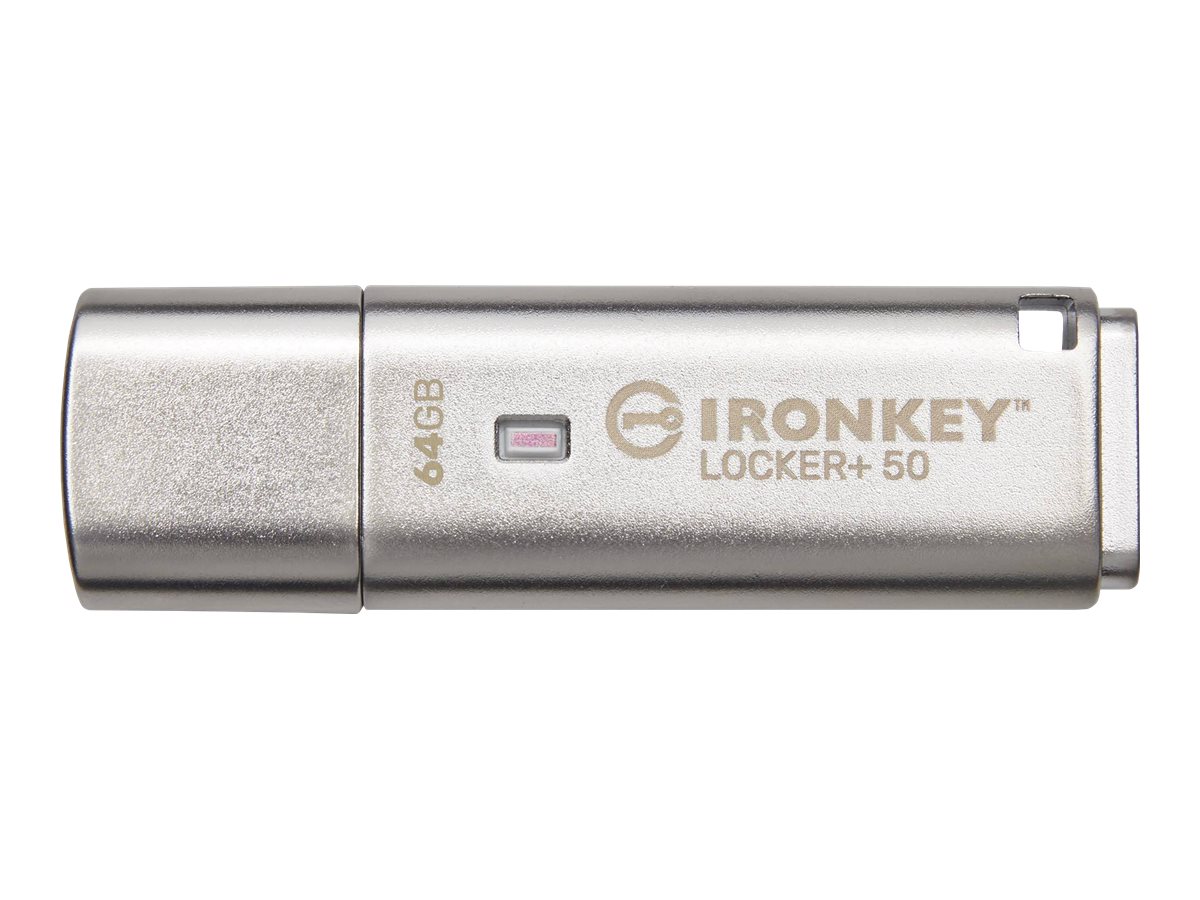 Kingston IronKey Locker+ 50 - USB flashdrive - krypteret - 64 GB - USB 3.2 Gen 1