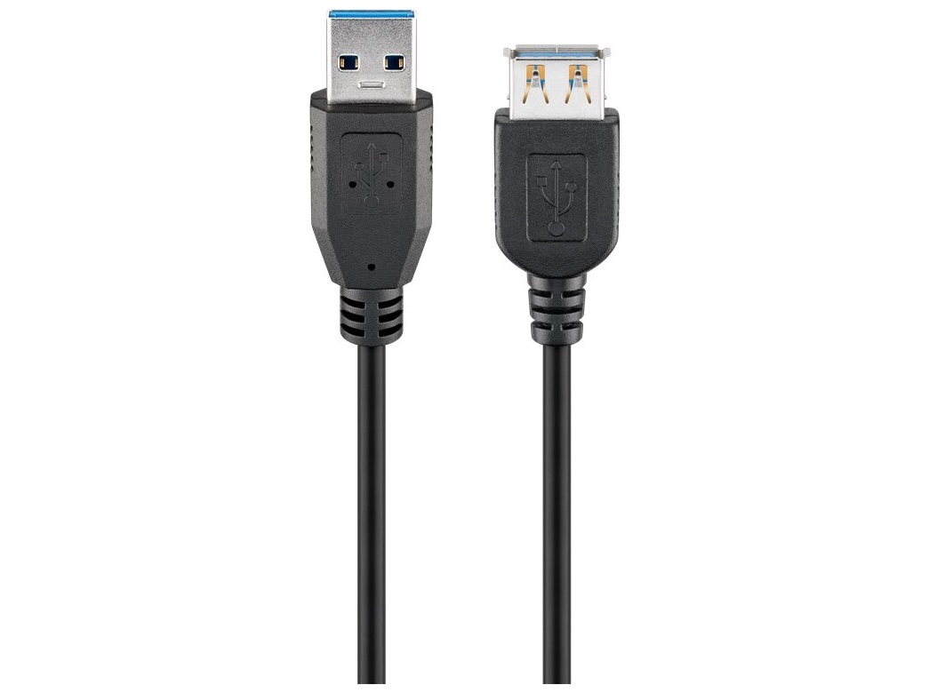 Goobay 74149, 2 m, USB A, USB A, USB 3.2 Gen 1 (3.1 Gen 1), 5 Gbit/sek, Sort