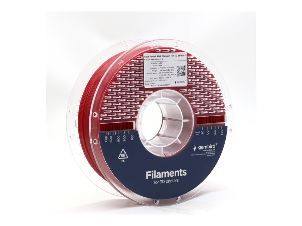 Gembird High Speed ABS - Rød - 1.75mm ø - 1 kg