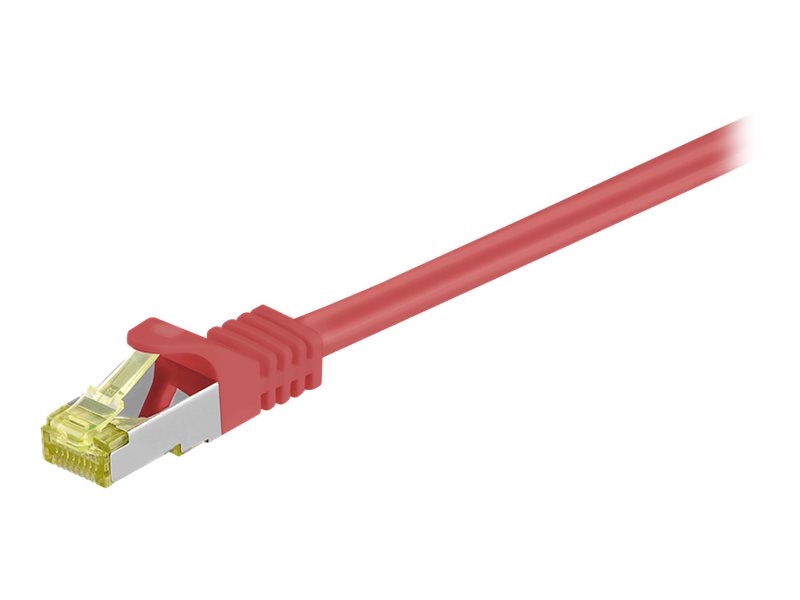 Goobay RJ45 netværkskabel S/FTP (PiMF), 500 MHz, med CAT 7 råkabel, rød, 1 m LSZH halogenfri kabelkappe, kobber, RJ45-hanstik (CAT 6A)