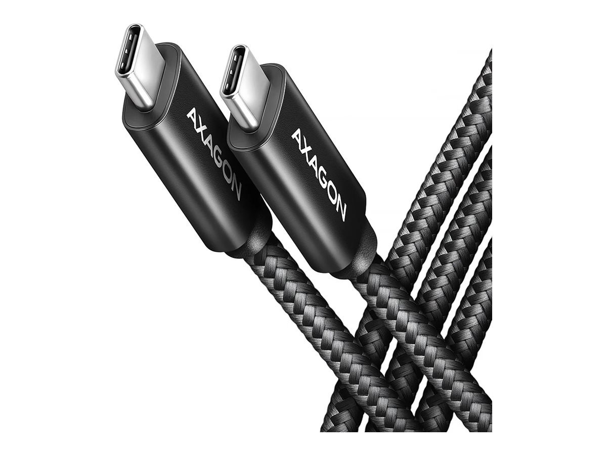 AXAGON BUCM4X-CM05AB - USB-kabel - USB-C (han) til USB-C (han) - USB4 Gen3x2 - 48 V - 5 A - 50 cm - USB Power Delivery (240 W), SPR, 8K UHD (7680 x 4320) support, braided - sort