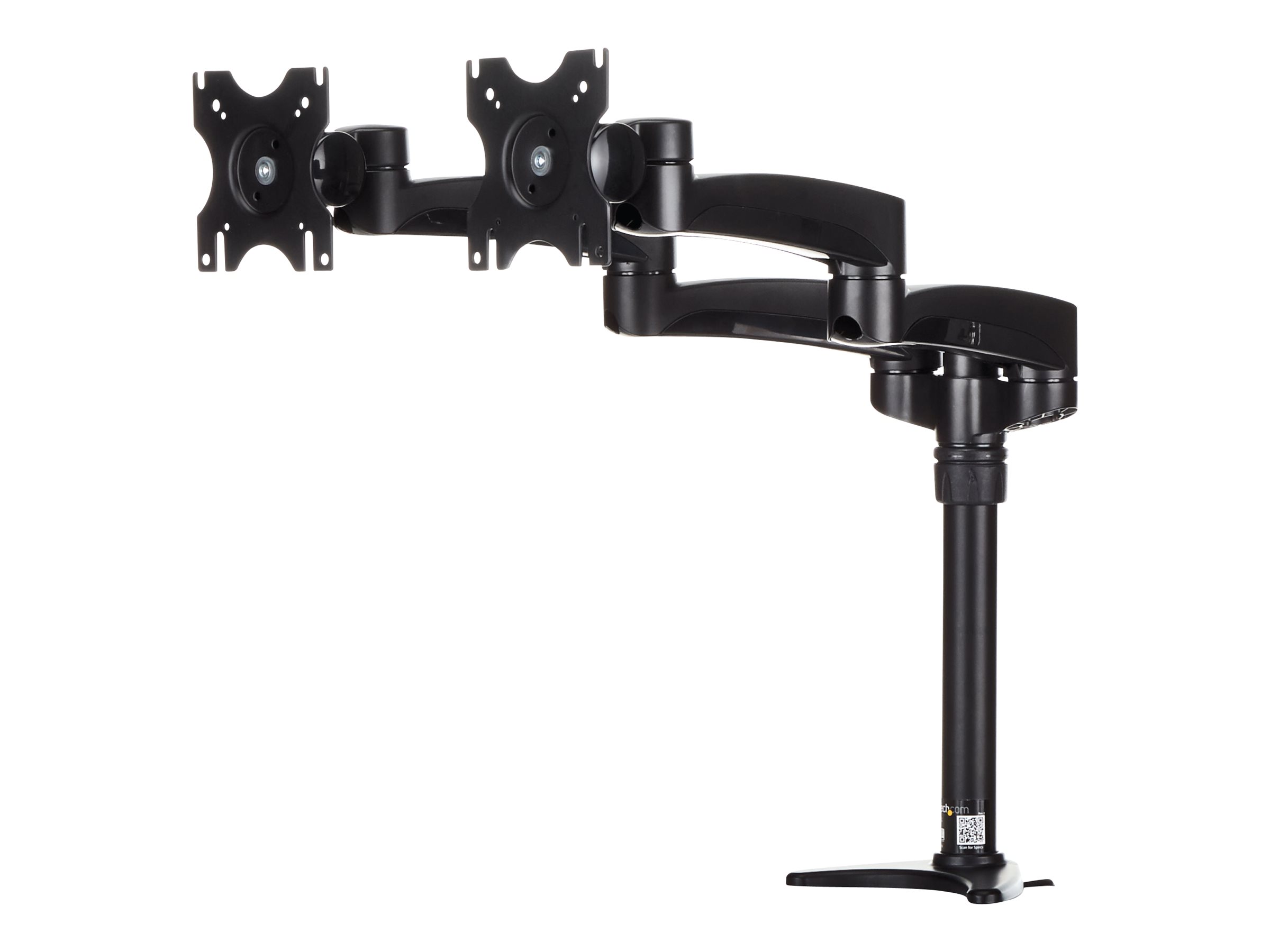 StarTech.com Desk Mount Dual Monitor Arm - Articulating - Supports Monitors 12" to 24" - Adjustable VESA Monitor Arm - Grommet or Desk Mount - Black