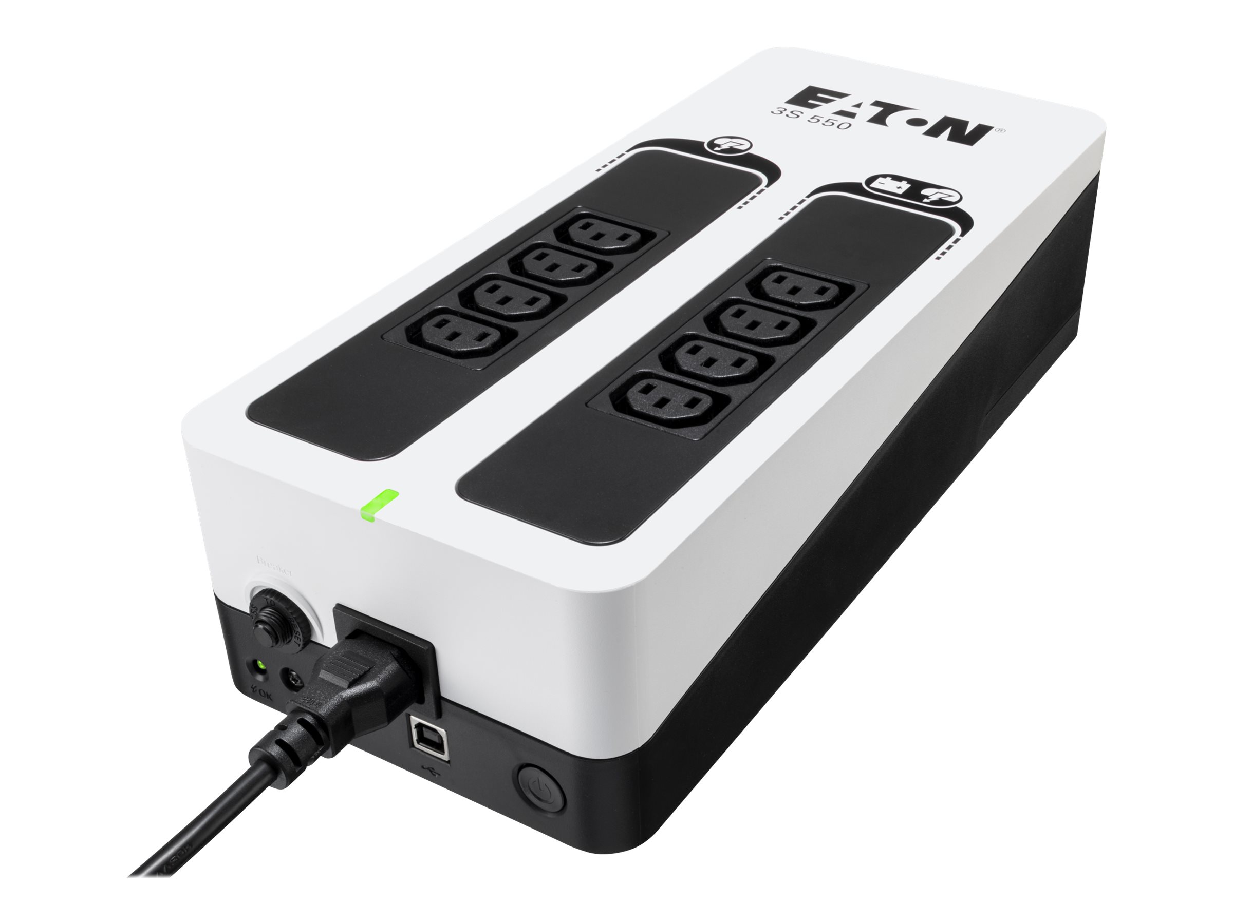 Eaton 3S 550 - UPS - AC 220-240 V - 330 Watt - 550 VA - 1-faset - USB - output-stikforbindelser: 8