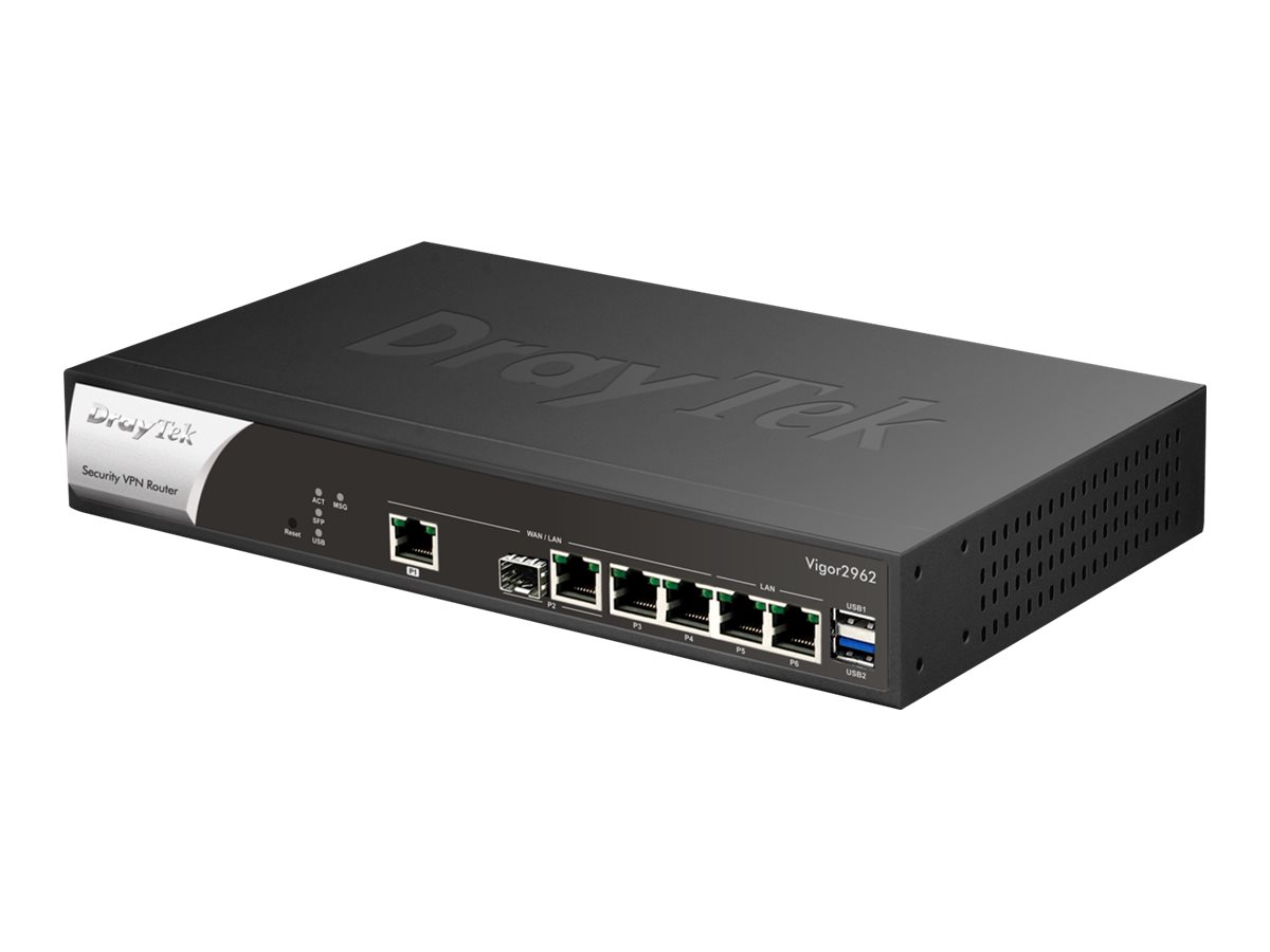 Draytek Vigor 2962 Router 4-port switch Kabling