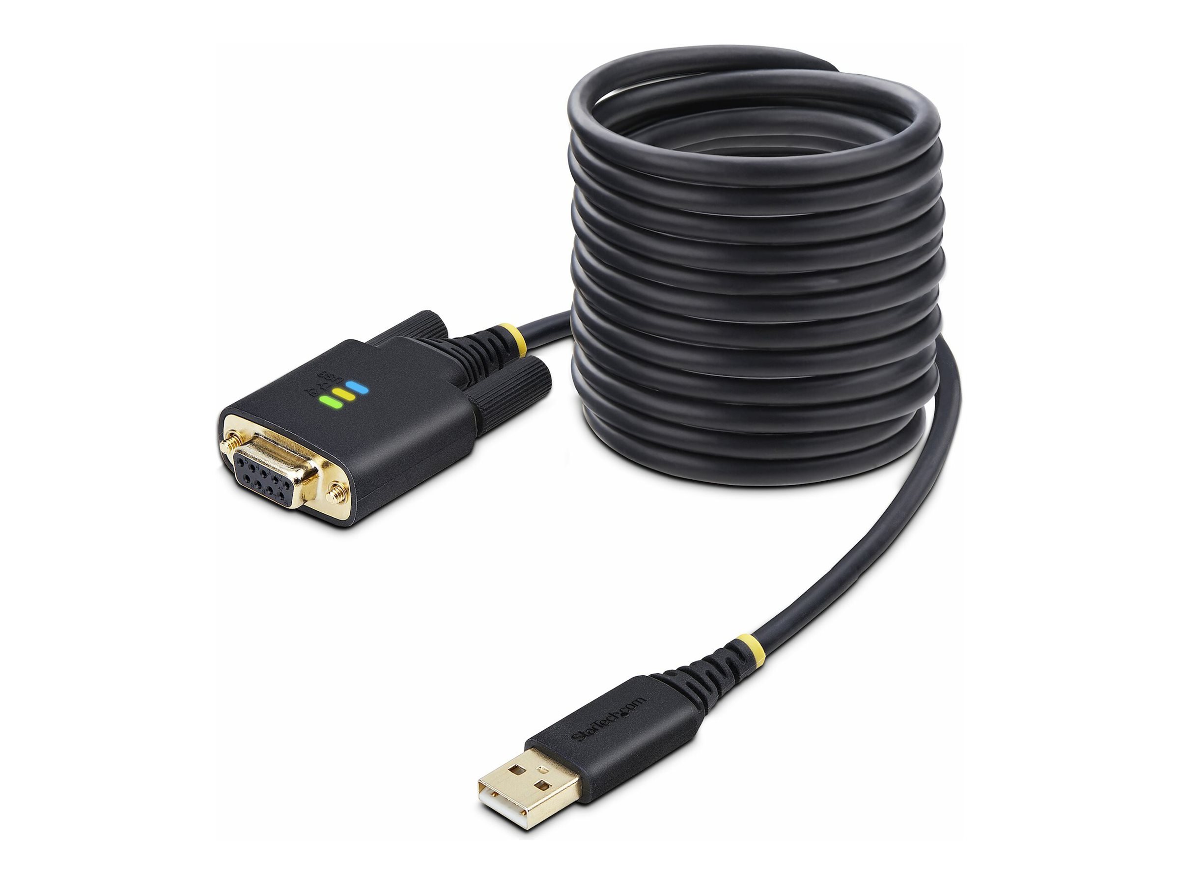 StarTech 10ft (3m) USB to Null Modem Serial Adapter Cable, Interchangeable DB9 Screws/Nuts, COM Retention, USB-A to RS232, FTDI, Level-4 ESD Protection, Windows/macOS/ChromeOS/Linux - Rugged TPE Construction (1P10FFCN-USB-SERIAL) - USB / serielkabel - USB (han) til DB-9 (han) - 3 m - sort