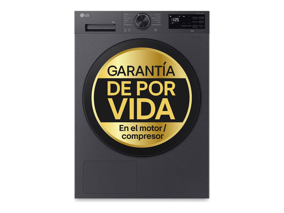 LG Serie 500 RHX5009TBB - Tørremaskine - Wi-Fi - bredde: 60 cm - dybde: 66 cm - højde: 85 cm - frontbetjening - anti-fingerprint graphite matte steel