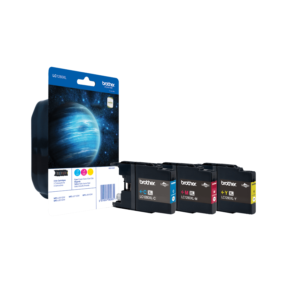 Brother LC1280XL Rainbow-Pack - Gul, cyan, magenta - original - blister med akustisk / elektromagnetisk alarm - blækpatron