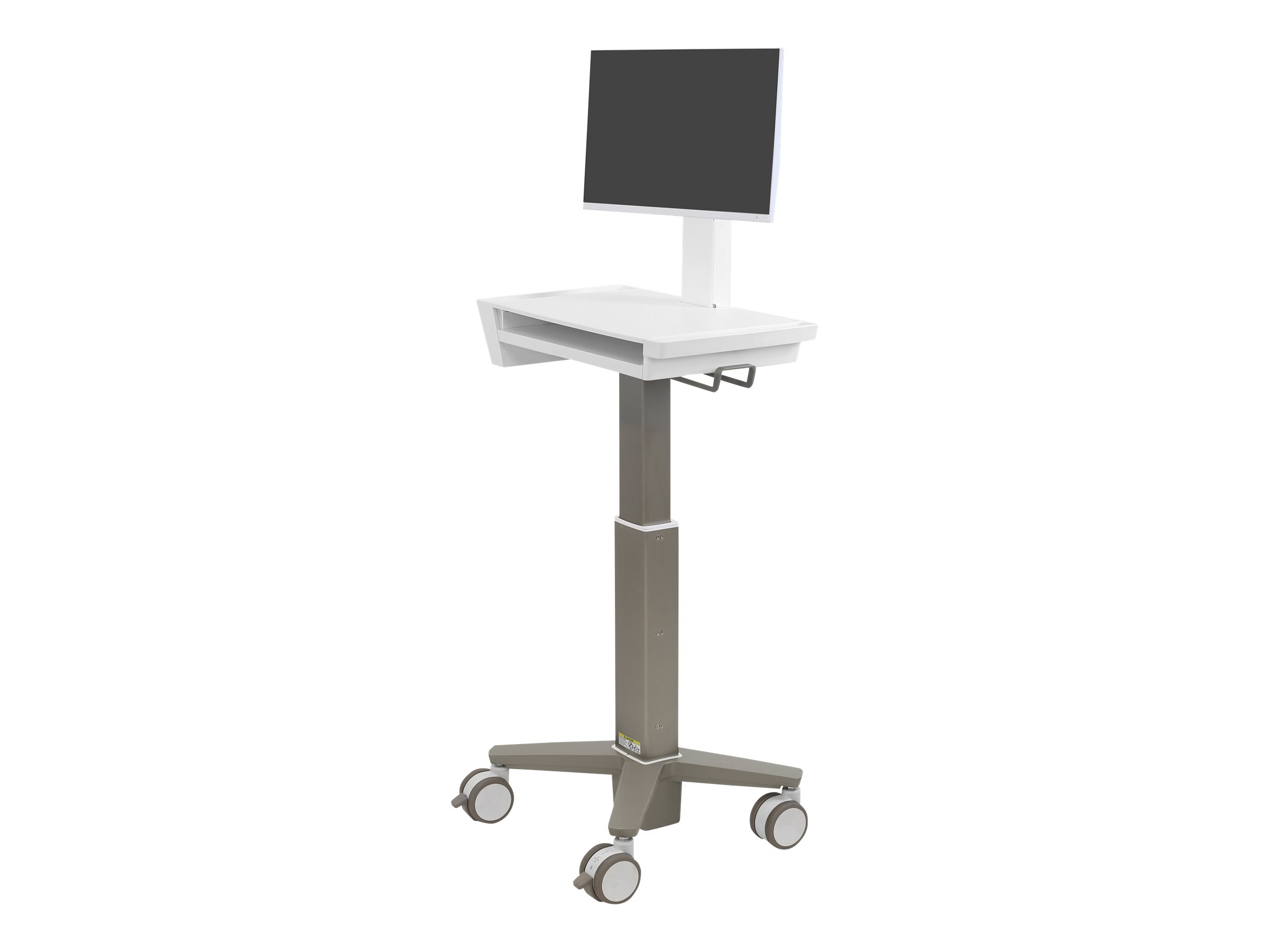 Ergotron CareFit Slim 2.0 - Vogn med hjul - til let brug - for All-In-One / LCD display - medicinsk - aluminium, højkvalitetsplastik, zinkbelagt stål - hvid, varm grå - skærmstørrelse: op til 27