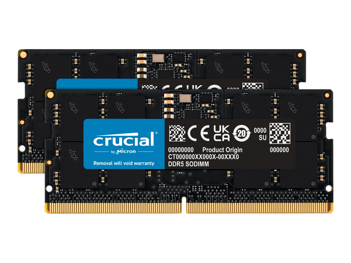 Crucial - DDR5 - sæt - 32 GB: 2 x 16 GB - SO DIMM 262-PIN - 5600 MT/s / PC5-44800 - CL46 - 1.1 V - ikke-ECC