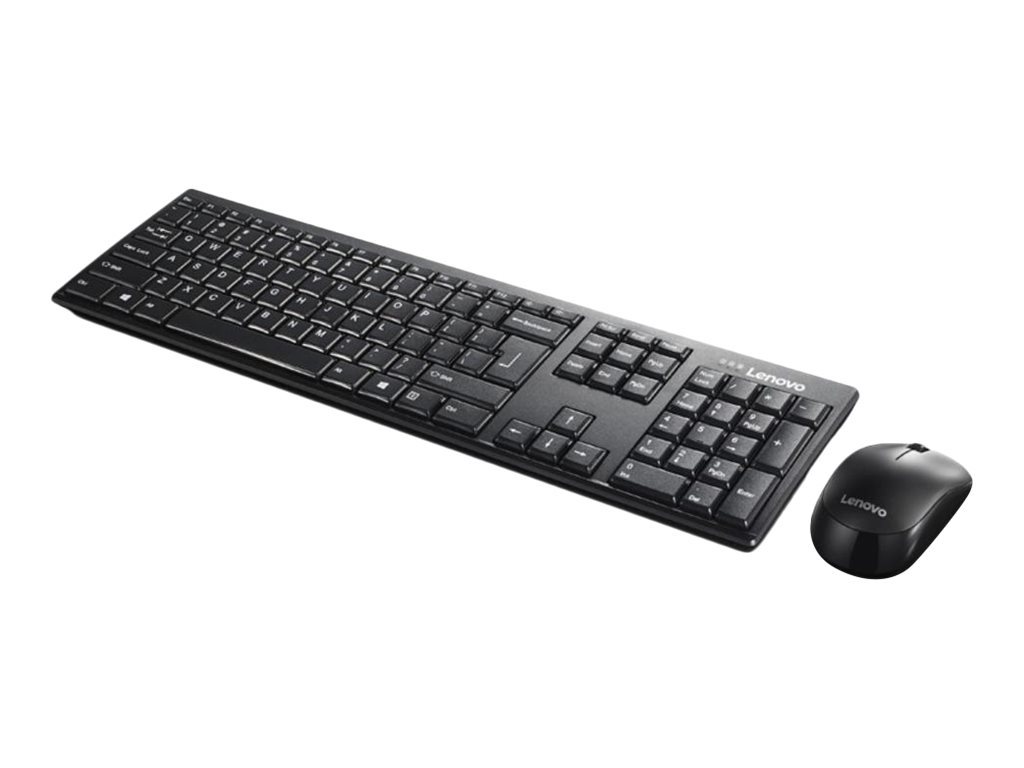 Trådløst tastatur og mus - Lenovo, fuld størrelse, QWERTY US, sort
